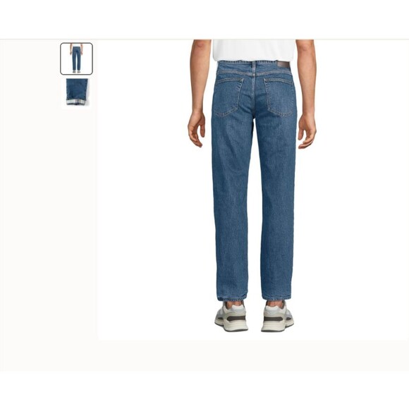 Lands End flannel Jeans men's 42 x 34 warm winter blue cotton pants xl tall new - Picture 2 of 4